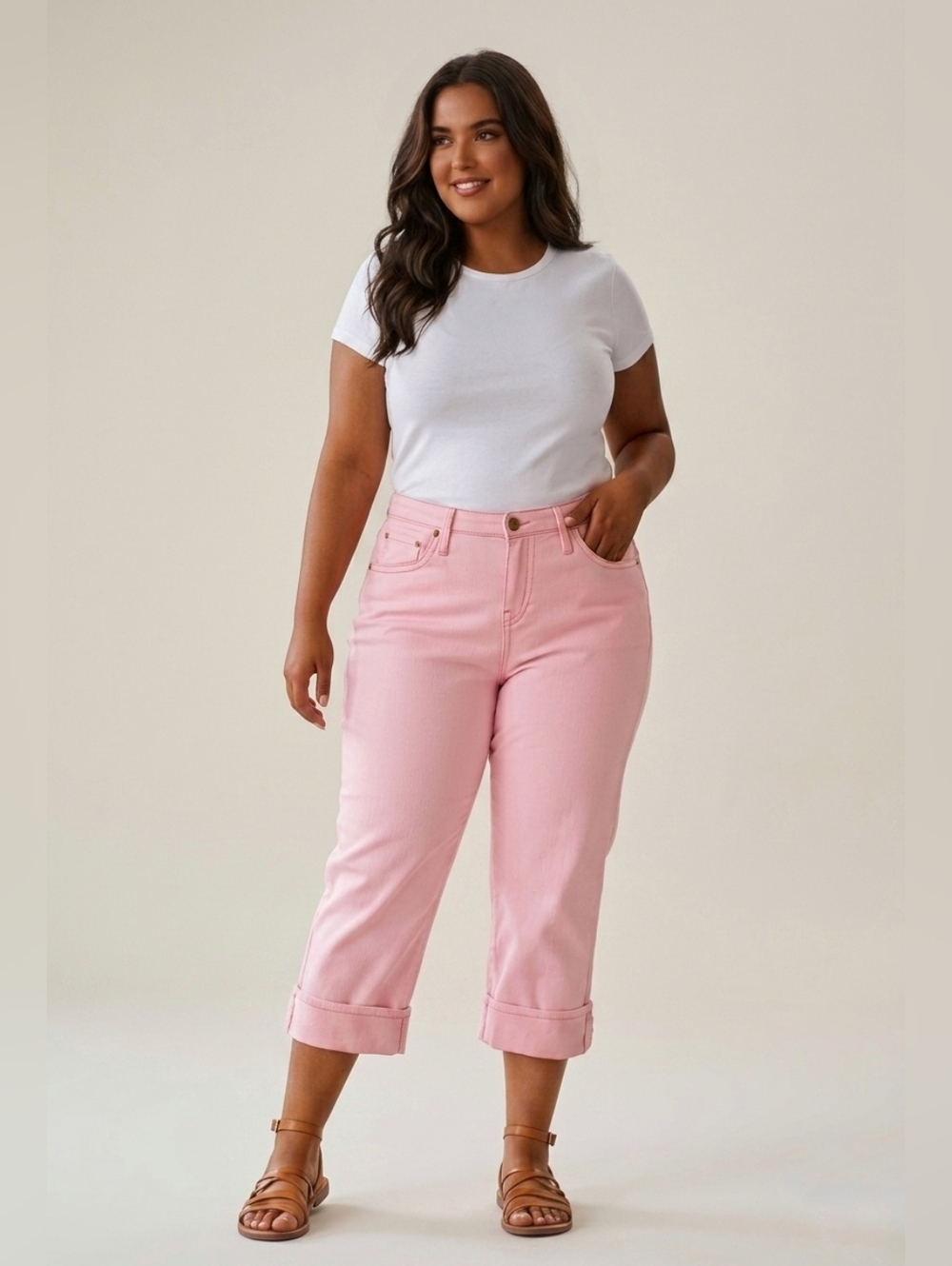 Vintage Z Cavaricci Denim Capris | Size 16 | High Waist Pink Y2K Retro 00s